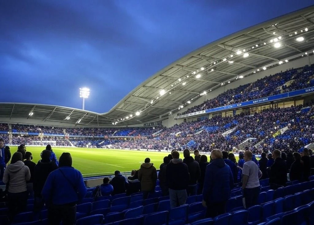 Brighton speelt in Amex stadion illustratie shortside lower tier