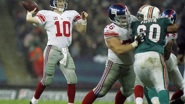 de eerste NFL-wedstrijd ooit in Londen, Giants vs Dolphins