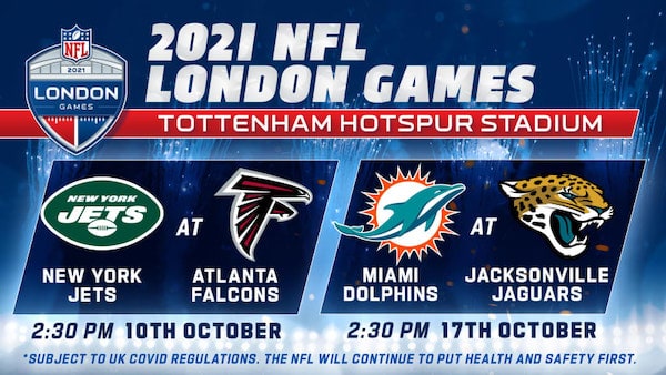 De NFL London Games 2021 fixtures graphics