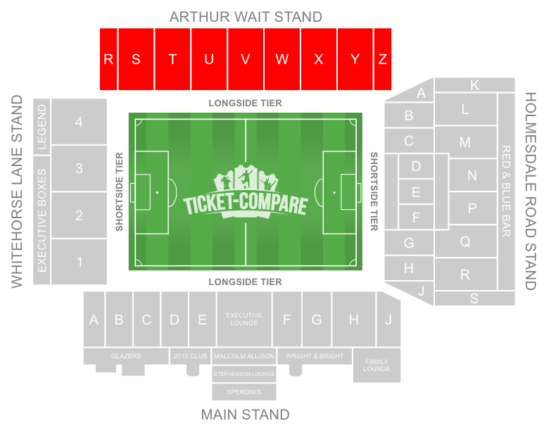 plattegrond Selhurst Park Stadion Arthur Wait Stand uitgelicht