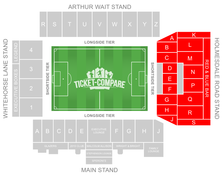 plattegrond Selhurst Park Stadion Holmesdale uitgelicht