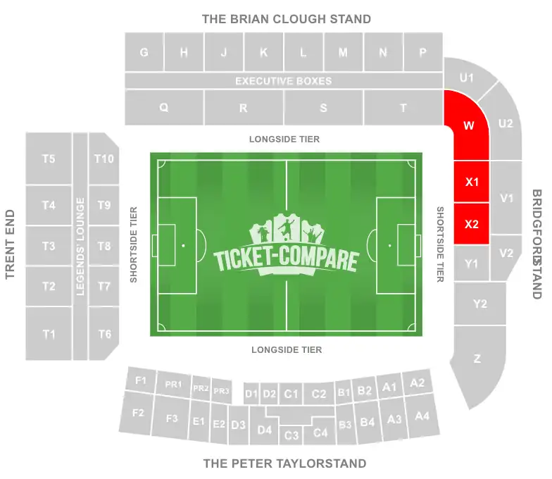 City Ground zitplaatsenplan met uitvak