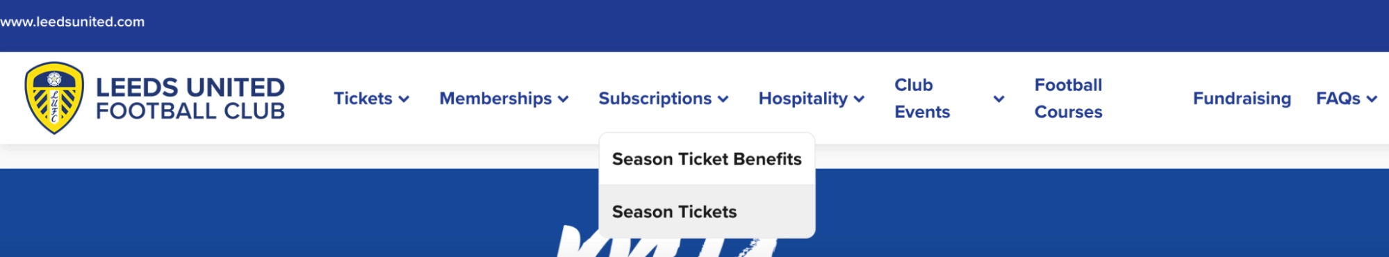 screenshot 'Season Tickets' button