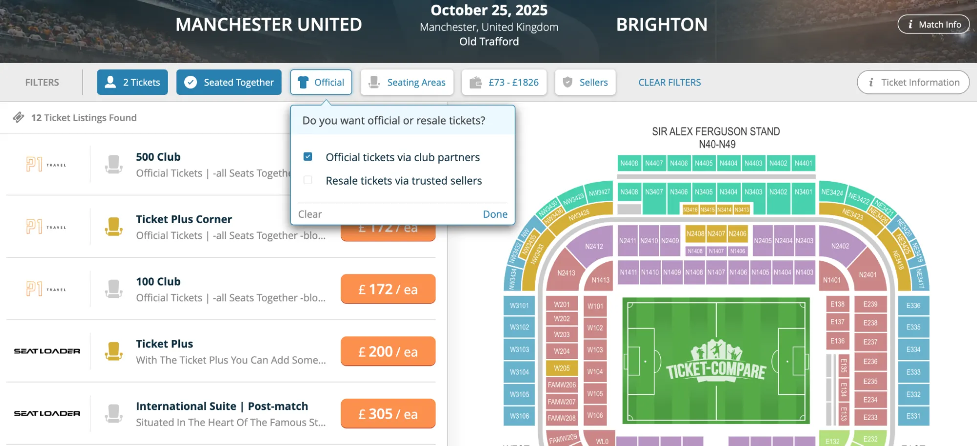 Officiële tickets Man U filter