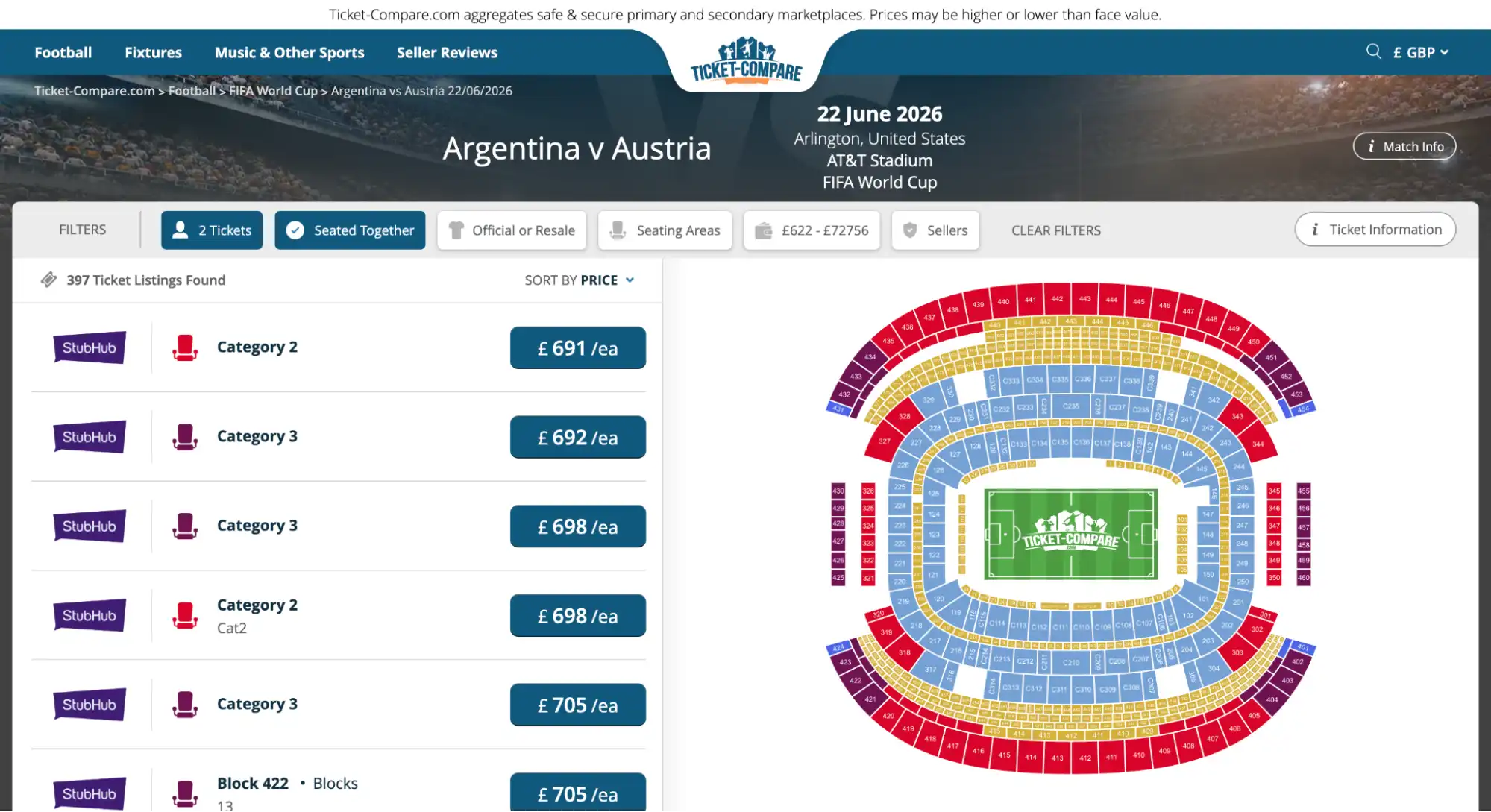 voorbeeldpagina Argentina vs Oostenrijk tickets