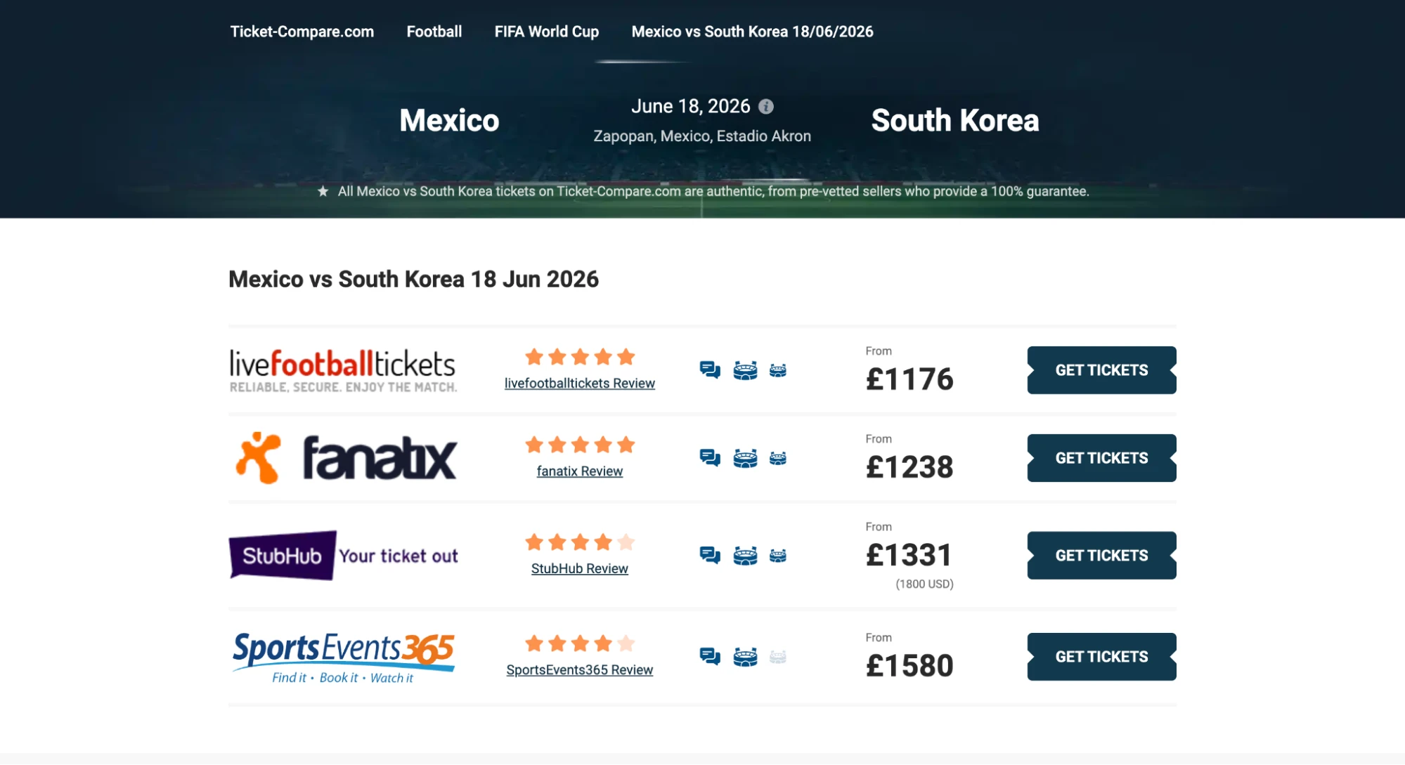 screenshot Mexico vs South Korea kaarten