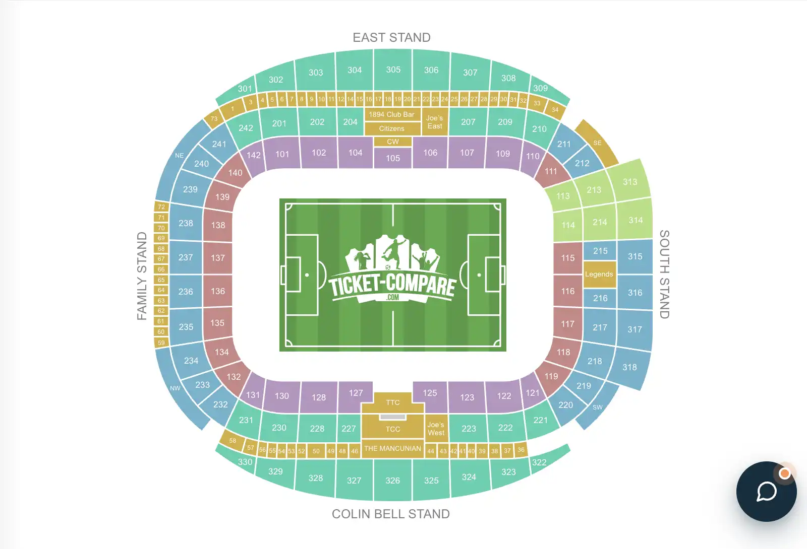 Etihad Stadium plattegrond