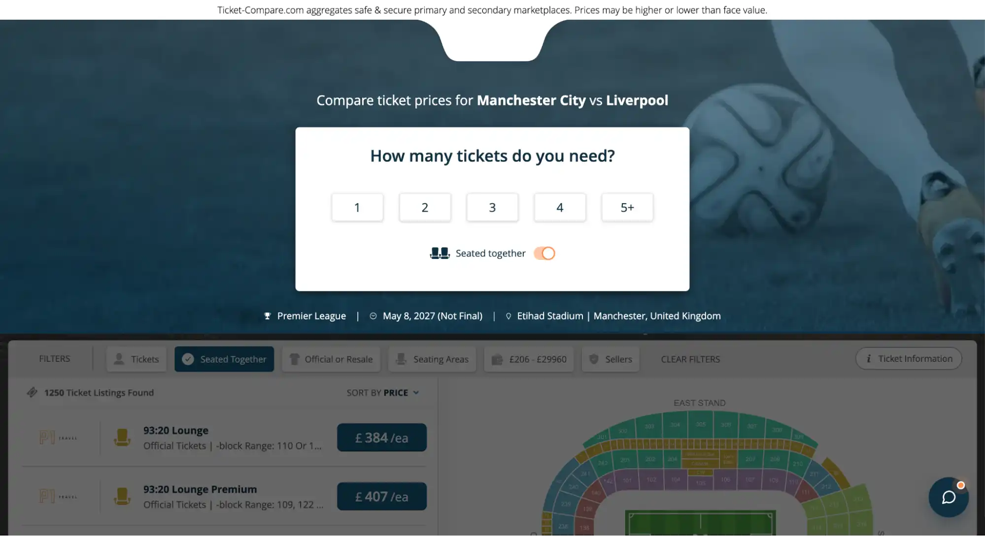 Seat Together-optie Premier League kaarten