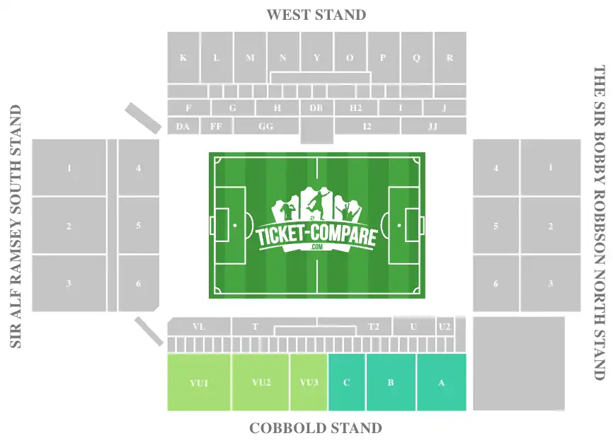 Screenshot Portman Road Seating plan Cobbold Stand Upper tier highlighted