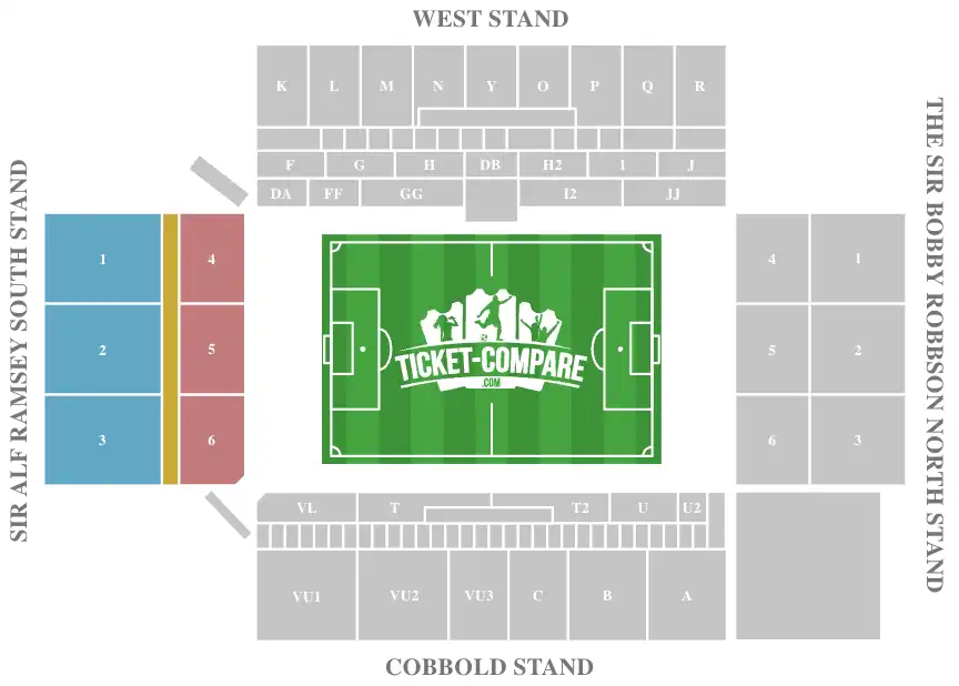 Screenshot Portman Road Seating plan Sir Alf Ramsey South stand highlighted