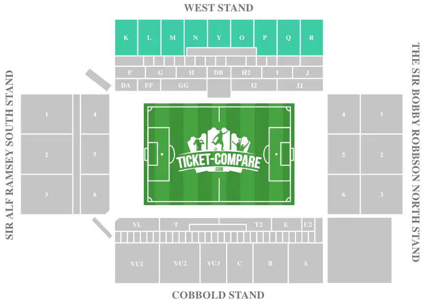 Screenshot Portman Road Seating plan West Stand Upper tier highlighted